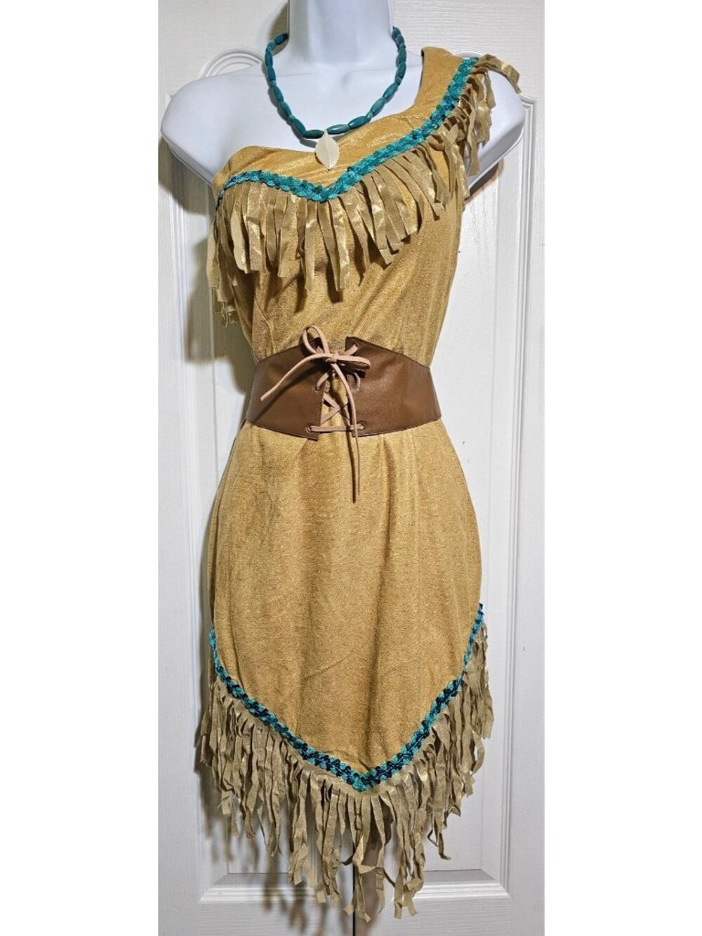 Disney Princess Pocahontas Prestige Adult Costume Deluxe Dress Belt Necklace MED